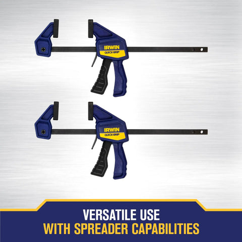 Heavy Duty Four Piece Clamp Set With Two Four And A Half Inch Bar Clamps And Two Two Inch Handi Clamps, one-handed grip