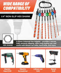17-piece carbide hex-shank masonry drill bit set with holder for concrete, brick, tile, glass, plastic
