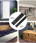 Rock Solid 18 Inch Black Piano Hinges 4 Pack 304 Stainless Steel Heavy Continuous Hardware for Folding Cabinets and Rust Proof Outdoor Projects Totally Built Different, shown with mounting screws and installation settings.
