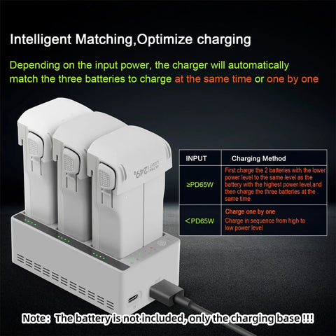 Three Bay Drone Battery Charging Dock For L1 And X1 Batteries Fast Three Battery Charging Station With LED Indicators
