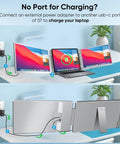 Triple Screen Laptop Extender For 12 To 16.2 Inch Laptops set up with USB-C and HDMI connections, front and rear view with charging.