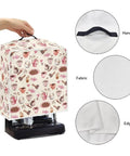 Stain and dust resistant coffee maker cover for home, office, or coffee shop over a machine, showing handle, fabric, edge details.