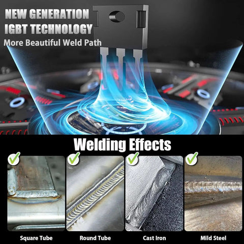 Beefy Portable 250A 110V Stick Welder With IGBT Digital LCD Display welding effects on various metals and shapes