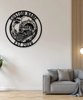Custom Train Name Metal Wall Art With EST Year Vintage Steam Locomotive Sign on living room wall above sofa
