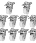Rcniso 10 Pack White PP Universal Casters Wheels with Smooth 360 Degree Rotation Ball Bearings for Cabinet Bookshelf Crib Furniture