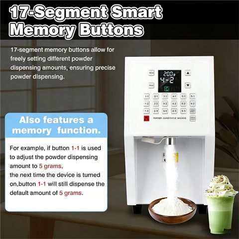 Automatic Powder Dispenser Machine For Precise Dosing In Coffee, Creamer, Cocoa, And Milk with 17 memory buttons