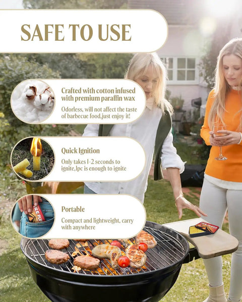People grilling using Waterproof Fire Plugs And Windproof Fire Starters For Campfires With Long Burn Time Ideal For Fireplace Chimney BBQ Grill Camping Wood Stove Emergency Survival Tools 24 Pieces