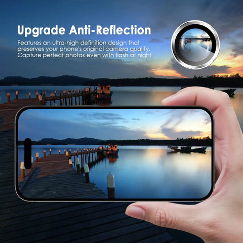 Camera Lens Protector For iPhone 17 Pro And 17 Pro Max 9H Tempered Glass Camera Cover With Silver Metal Ring