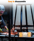 Lighted NEMA 5-15P To 5-15R Extension Cord Ends With Power Indicator in workshop, worker welding in background, 15 Amp 125 Volt