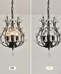Crystal Branch Chandelier Flush Mount With Vintage Farmhouse Vibe Matte Black 11 Inch Diameter Requires 4 E12 Bulbs Not Included Dimmable With Compatible Dimmer And Bulbs Ideal For Bedroom Porch Dining Kitchen Hallway Foyer