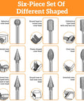 120 Grit Diamond Grinder Bits For Rotary Tools With One Eighth Inch Shank showing six shapes, including spherical and conical heads