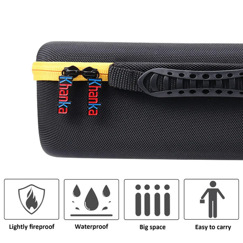Rugged Hard Shell Case For DeWalt 20V Max Cordless Impact Wrench And Impact Driver Case Only Fits DeWalt DCF900B Portable Protective Carry Case With Durable Black Exterior And Bright Yellow Zipper, close-up of zipper and handle