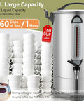 Heavy Duty 24L Stainless Steel Coffee Urn Dispenser Holds 160 Cups Dual Layer Warmer For Catering Church Restaurant Office