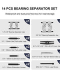 Badass Bearing Puller Set 14 PCS Gear Extractor Kit With 5 Ton Force Removes Stubborn Wheel Hub Axles Solid For Home Garage Pros Removes Rusty Bearings With 2 And 3 Inch Jaws Plus Screws Quick Fix For Cars And Trucks Pro Mechanic Gear, 14-piece kit parts laid out