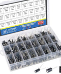 545Pcs Electrolytic Capacitors Assorted Kit With 10V 16V 25V 50V Range Labeled 0.1uF To 1000uF Handy Value Pack In Sturdy Plastic Storage Box