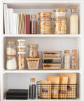 Heavy Duty Clear Shelf Support Pegs With Self Locking Grip For 5/16 Inch Holes And 19/32 Inch Thick Shelves Rock Solid 50 Pack in organized pantry.