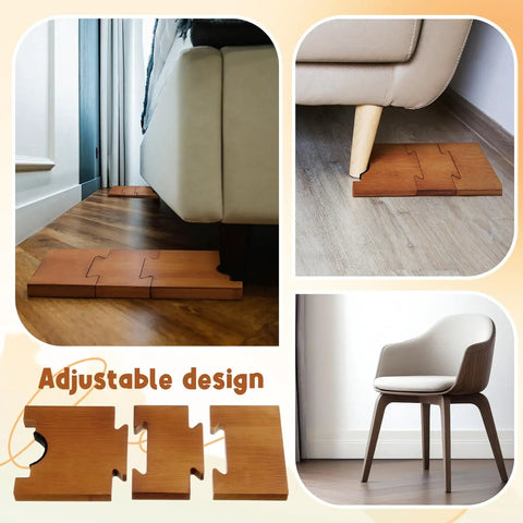 Adjustable Wood Couch Wall Spacers 2 Pack Shield Your Drywall From Rough Bumps Solid Brown Furniture Gap Blocks under couch legs.