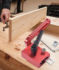 Beefed Up Adjustable Miter Track Stop For Table Saw And CNC Router Table Red Aluminum Alloy T Slot Fence Flip Stop Jig detail