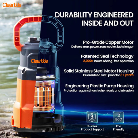 Heavy Duty Submersible Utility Water Pump With 25 Foot Drain Hose And Copper Motor 2160 Gph Portable Sump For Pond Pool Pond Transfer Hot Tub Emptying Garden Plant Watering High Flow Drainage Solutions