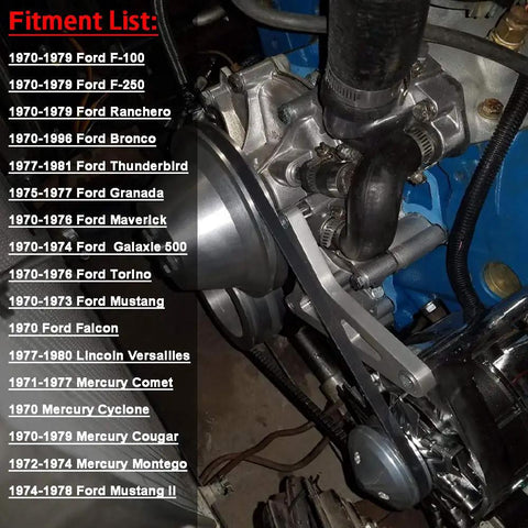 All In One Ford Small Block V Belt Pulley Kit with Alternator Crankshaft and Water Pump on Ford Engine