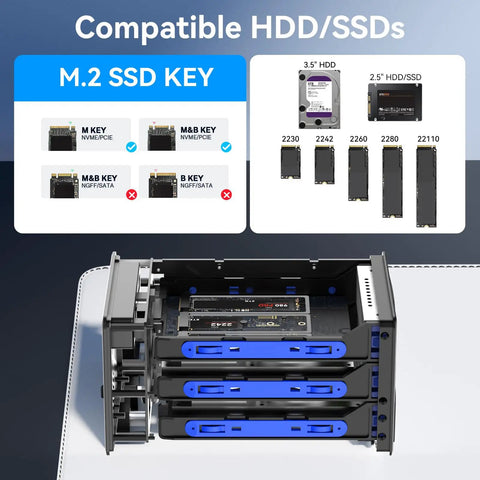 Image showing M.2 SSD key compatibility for Beefy Hybrid Storage Rig Housing Two Sata Drives Alongside Triple M.2 NVMe Slots.