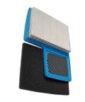Air and pre filters from Gas Golf Cart Tune Up Kit For Yamaha G16 G19 G22 G29 2012.5, showing blue and black filter components.