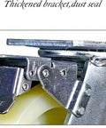 Close-up of heavy duty swivel caster wheels with thickened bracket and dust seal for durability, part of the set holding 800 kg capacity.