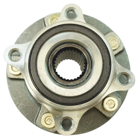 Front view of Front Driver Or Passenger Side Wheel Bearing And Hub Assembly For 2008 To 2015 Lancer Evolution GSR MR Ralliart And Lancer SE Direct Fit Drop In OEM Replacement High Quality