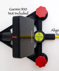 Rock Solid Golf Launch Monitor Stand With Quick Height Adjustments From Quarter Inch To Two Inches top view showing knobs and alignment rig.