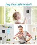 Wireless Door Chime System With Door Open Contact Sensor Alarm, 500 Ft Range, 58 Chimes And 5 Volume Levels, Ideal For Home Office Or Storefront, No-Fuss Install, 1 Transmitter And 2 Plug-In Receivers, Black installed on a door and wall