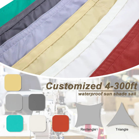 Waterproof Sun Shade Sail 8 By 10 Foot Dark Grey Canopy With Curved Edges, multiple color options, customizable size options