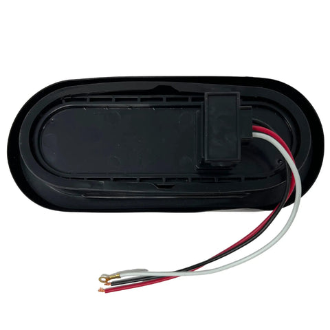 Back view of 6 Inch Amber LED Trailer Tail Light With 45 Arrow Sequential Turn Signal Oval Waterproof Parking And Side Marker Lamp showing wires