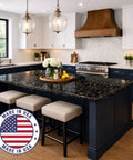 Kitchen island with Granite Countertop Paint Kit 2.0 In Bombay Black, 100 Percent Acrylic, Easy 3 Step Finish For Laminate Formica.