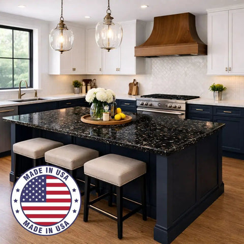 Kitchen island with Granite Countertop Paint Kit 2.0 In Bombay Black, 100 Percent Acrylic, Easy 3 Step Finish For Laminate Formica.