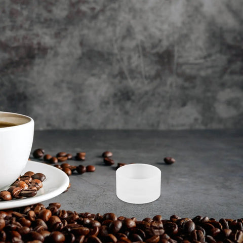 Compact Sturdy Coffee Pressing Adapter For Coffee Holder, Lightweight White PP Material, Pro Grade Precision Craftsmanship For Even Espresso Compression, No Fuss Portable Espresso Machine Accessory, Replacement Ring And Powder Holder Base, white coffee cup scene