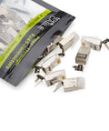 Cat6 Cat6A RJ45 Pass Through Modular Plugs Shielded STP Ground Connector UL Listed EZ Crimp Gold Plated 3 Prong 8P8C 10 Pack