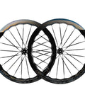 Carbon Disc Brake Wheelset For Road Bikes Tubeless UD Glossy Finish 50CU-28-CC Thru Axle 12x100/12x142 shown side by side