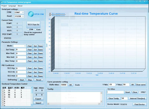High Precision Peltier Temperature Controller With PID Thermostat For Industrial Digital Temperature Control, DC 5 To 24V, Up To 15A Output, NTC Sensor Accurate To 0.05 C, Stable Cooling And Heating Regulation software screen