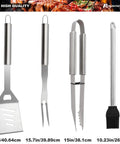 Grillin Ready 23 Piece BBQ Tool Set With Thermometer In Aluminum Case Stainless Steel Utensils Spatula Tongs Fork Basting Brush