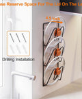 Two Pack Pot Lid Organizer Rack For Cabinet Door And Wall Mounts, Six Tier Lids Holder, Rustproof No Drill Adhesive Install, installed view