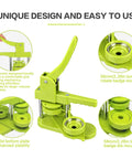 Chill And Craft With This Legit 58Mm Button Maker Machine For Diy Pin Badge Creation Includes A Full 100Pc Supply Set And Easy Circle Cutter For Making Dope Custom Buttons Daily. Ergonomic green handle and stable base for easy use.
