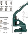 Heavy Duty Hand Press Grommet Machine With Three Dies For Eyelets Cast Iron Construction Beast Level Punch Tool side view