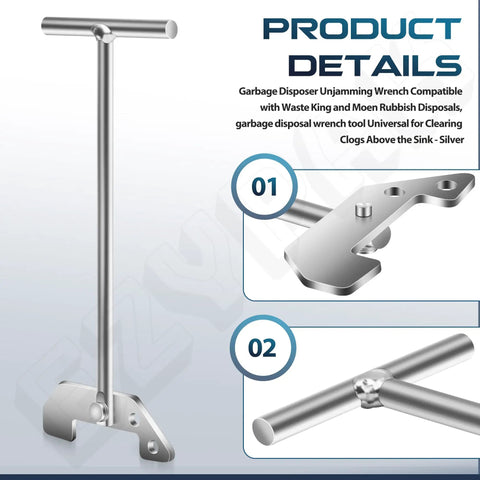 Garbage Disposal Unjamming Wrench Tool Universal Compatibility With Moen InSinkErator And Waste King Disposals Above The Sink Clearing Clogs Quick And Easy No Fuss Repair