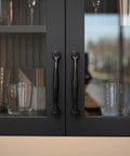 Solid Core Kitchen Cabinet Pulls Pack Of 10 In Black Iron For Doors And Dresser Drawers Luxury Hardware With Three Quarters Of An Inch Hole Center Heavy Duty Black Rustic Style From Refined Rustic Collection on glass cabinet doors