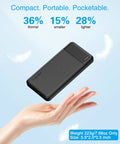 Two Pack 10000mAh Portable Charger Power Bank With Dual USB Ports On The Fly Quick Charge Compact travel power bank in hand.