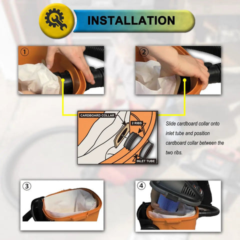 Installation guide for Six Pack Replacement Vacuum Bags 4 Gallon Size C For 3 To 4.5 Gallon Wet Dry Shop Vacuums, Fits VF3501.