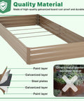 Galvanized Raised Garden Bed Kit With Two Tomato Cages Gloves Trellis Netting Plant Labels And Ties Brown 8x4x1ft Metal Planter