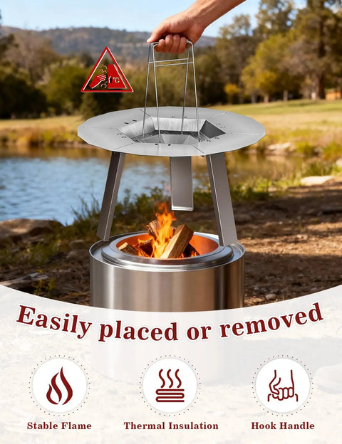 Beefy Heat Diffuser For 15 Inch Ranger Fire Pit And Portable Stove, 304 stainless steel with detachable legs, outdoor use