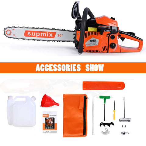 62Cc Gas Chainsaw With 20 Inch Bar For Heavy Duty Wood Cutting 2 Cycle Gas Engine Handheld Chain Saw With accessories