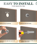 Installation steps for Heavy Duty Three Pack Cam Locks With No Sweat Setup for tool boxes, showing 0.75in lock hole details.